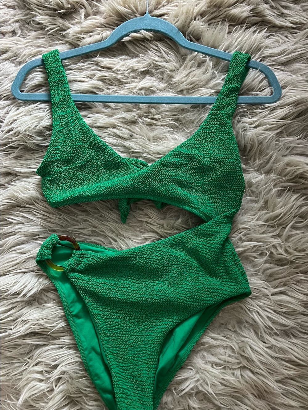 Monday Swimwear Green Textured One-Piece with Side Ring